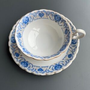 Blue & white china teacup and saucer.